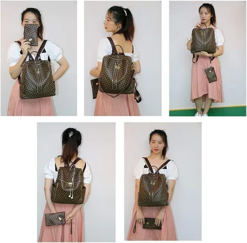 Miniatura 6 de Makes - Mochila multiusos para mujer, de piel sintética, y diseño convertible con monedero, 2 piezas