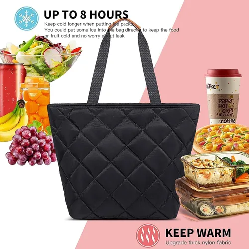 Miniatura 5 de Insulated Cooler Bag Reusable Grocery Tote Bags Transport Large Lunch Box for Women Negro satinado