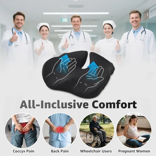 Miniatura 3 de BRO Cojín extra grande para silla de oficina para aliviar el dolor de ciática: cojín de asiento de espuma viscoelástica para aliviar el dolor