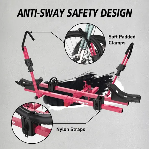 Miniatura 3 de Soporte para bicicleta eléctrica para 2 bicicletas, soporte para bicicletas de montaje en enganche de alta resistencia de 200 libras, sin marco