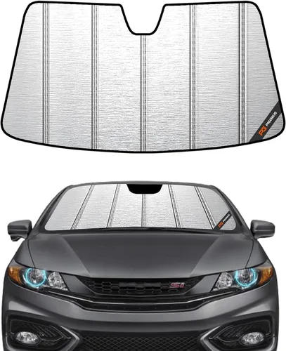 Pigenius Parasol para parabrisas Honda Civic Coupe 2012-2015, acabado plateado metálico