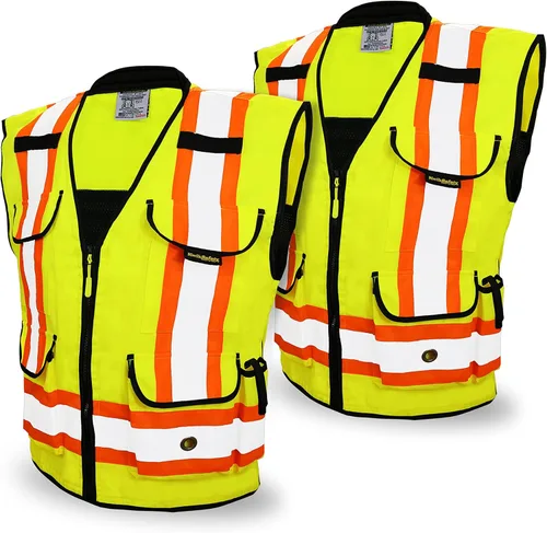 KwikSafety - Charlotte, NC - GODFATHER Safety Vest [CUSHIONED COLLAR + TABLET POCKET] ANSI OSHA Amarillo | Clase 2 | Paquete de 2 (Ahorre 5%)