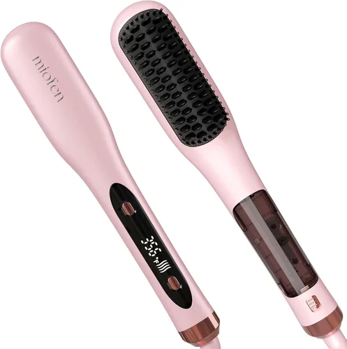 Cepillo alisador de pelo de vapor, cepillo alisador 3 en 1 para cabello encrespado, rizado y grueso y cabello corto, cepillo alisador de vapor para