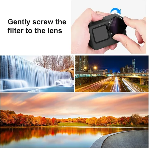 Miniatura 6 de PULUZ Filtro de lente ND8 para GoPro Hero11 / Hero11 Mini / HERO10 / HERO9 Kit de filtro de lente de densidad neutra negro lente protectora estándar