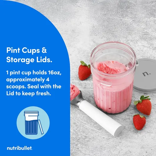Miniatura 4 de nutribullet Chill Máquina para hacer helados, para gelato, sorbete, yogur congelado, cuencos de batidos, tamaño compacto, (2) aptos para Negro