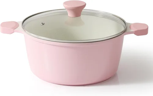 Miniatura 14 de SENSARTE Olla de cerámica antiadherente con tapa, olla de cocción de inducción de 4.5 cuartos de galón con tapa de vidrio templado, olla