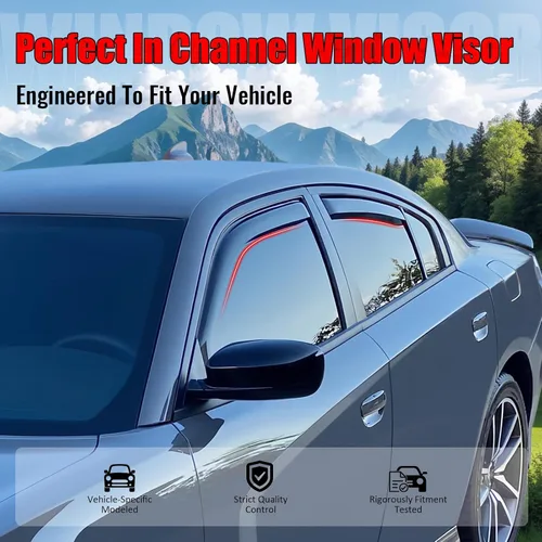 Miniatura 2 de IKON MOTORSPORTS Viseras de ventana de canal compatibles con Toyota Camry 2018-2024, protectores de lluvia acrílicos ahumado/tintados, deflectores