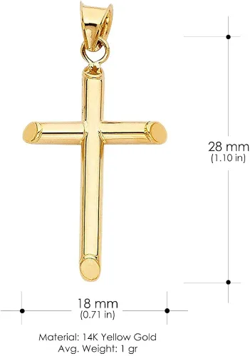 Miniatura 6 de Ioka Colgante de cruz clásico de oro real de 14 quilates para collar o cadena, Metal, No es una piedra preciosa