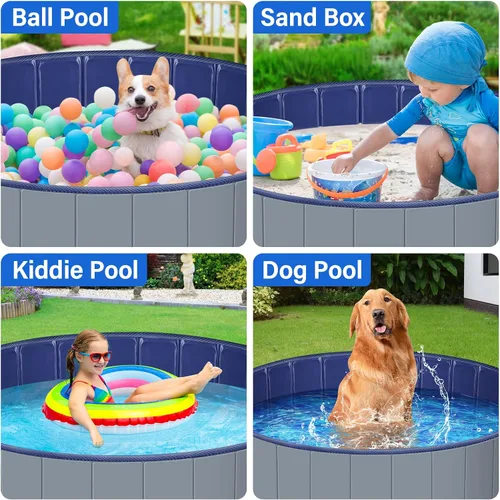 Miniatura 5 de Piscina para perros grandes, piscina para niños, de plástico duro, bañera portátil, plegable para perros antideslizantes