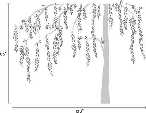 Miniatura 4 de Calcomanía de árbol de sauce llorón frondoso (esquema B, 96 pulgadas)