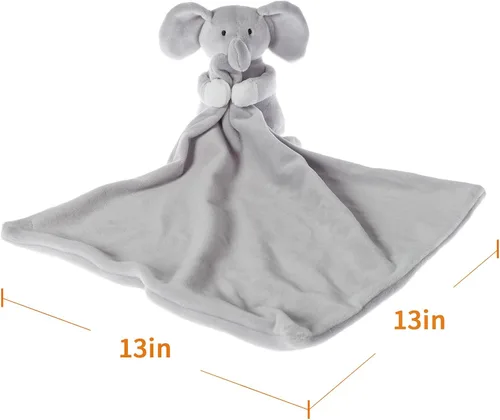 Miniatura 6 de Apricot Lamb Manta de seguridad de animales de peluche, elefante gris, manta de personaje para guardería, felpa de lujo para acurrucarse