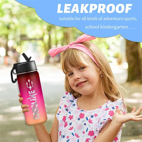 Miniatura 7 de Botella de agua personalizada, botella de agua deportiva personalizada con nombre, botella de acero inoxidable aislada al vacío con tapa