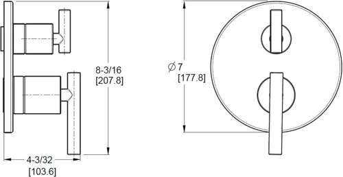 Miniatura 4 de Pfister Contempra - Desviador de ducha apilado con dos asas en oro cepillado (válvula no incluida)