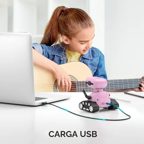 Miniatura 4 de ALLCELE Robot de juguete para niñas, robot RC recargable para niños, juguete de control remoto con música y ojos LED, regalo para niños a partir