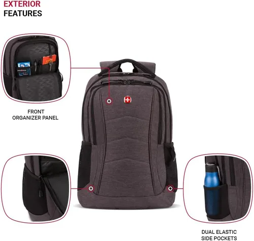 Miniatura 3 de SwissGear 5668 Mochila para portátil, gris oscuro jaspeado, 18.25 pulgadas