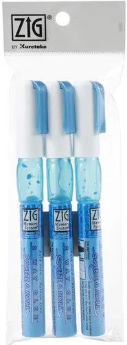 Kuretake Zig 2 Way Glue Bolígrafo con punta esférica de 1mm, juego de 3 piezas, adhesivo para profesionales, artistas, manualidades, scrapbooking,