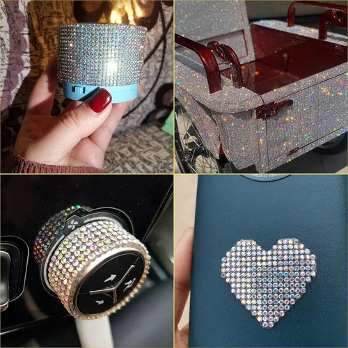 Miniatura 6 de Adhesivo con diamantes de imitación para decoración de automóvil, autoadhesivas, con purpurina, para decoración de automóviles y manualidades