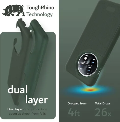 Miniatura 3 de TUDIA DualShield Grip - Funda protectora para OnePlus 11 5G (2023), MergeGrip, de doble capa, a prueba de golpes, delgada, de grado militar, Verde