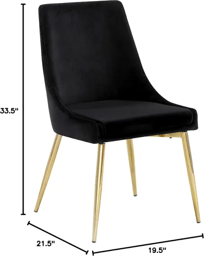 Miniatura 3 de Meridian Furniture Karina Collection Modern - Silla de comedor tapizada de terciopelo contemporánea con patas de metal resistentes, juego de 2, 19.5