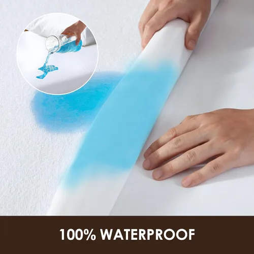 Miniatura 2 de Cleva Home Protector de colchón 100% impermeable, bolsillos profundos que se adaptan a hasta 18 pulgadas, funda de rizo suave y transpirable sin