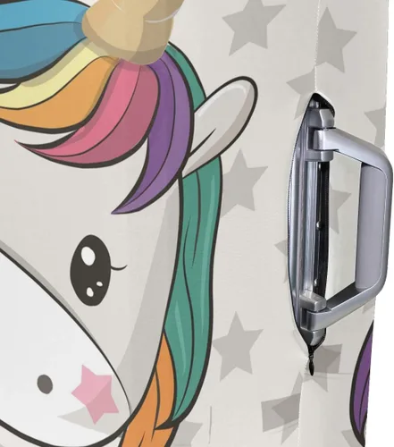 Miniatura 5 de Funda protectora elástica para equipaje de viaje, diseño de unicornio de dibujos animados, estrellas para equipaje de 18 a 20 pulgadas