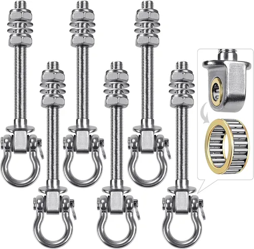 Dolibest Ganchos de columpio con rodamiento, paquete de 6 ganchos de acero inoxidable 304 para vigas de madera y metal, ideales para colgar hamacas,