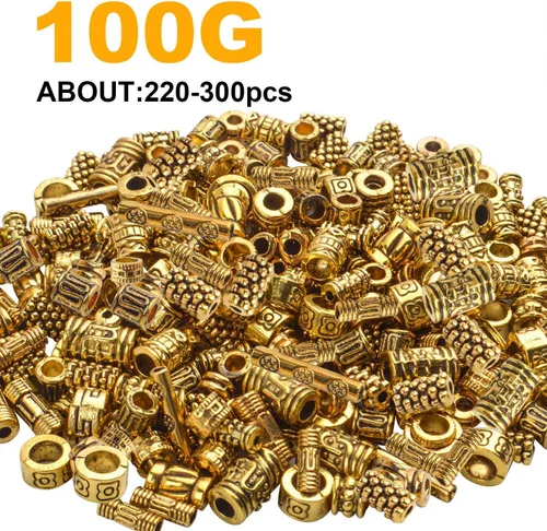 Miniatura 2 de BronaGrand 3.53 oz (alrededor de 220-300 unidades) cuentas espaciadoras de columna de oro antiguo, abalorios, collares, dijes, accesorios para Oro