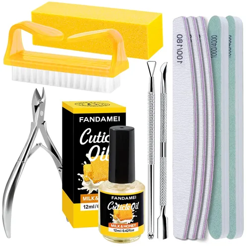 Miniatura 10 de FANDAMEI Limas de uñas y amortiguadores, herramientas de manicura kit de cuidado de uñas con lima de uñas, bloque de pulidor de uñas, cuidado