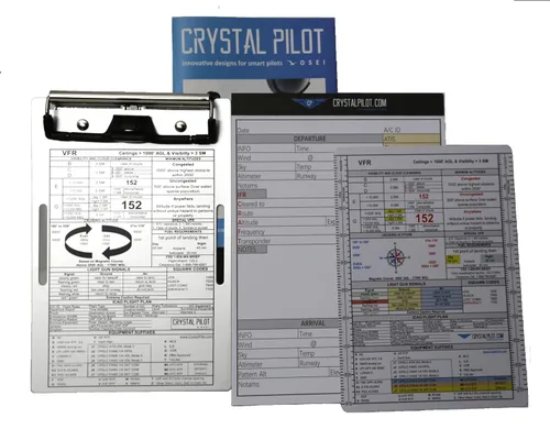 Miniatura 3 de Crystal Pilot Rodillera reversible con bloc de notas de vuelo y hoja de trucos VFR-IFR mediana con escala seccional y WAC.