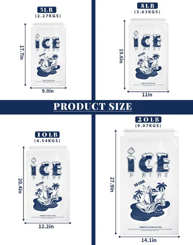 Miniatura 4 de FireKylin Paquete de 50 bolsas de hielo de 5 libras, bolsas de hielo resistentes con cordón (2 mils de grosor)
