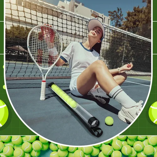 Miniatura 6 de Lenwen 2 piezas de tubo de recogida de pelota de tenis con correa para el hombro, soporte ligero para colector, 15 pelotas de tenis, agarrador