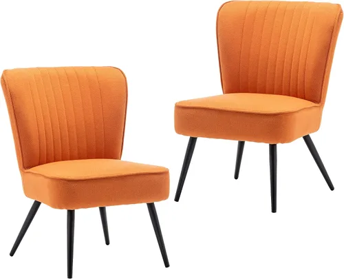 Miniatura 10 de Alunaune Juego de 2 sillas decorativas naranjas tapizadas para sala de estar, modernos juegos de muebles de dormitorio, pantuflas sin brazos, silla