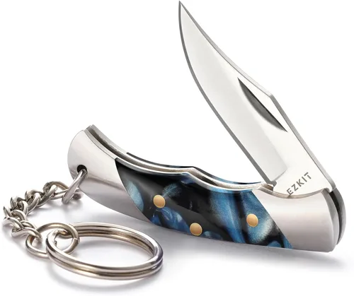Miniatura 12 de Cuchillo de bolsillo pequeño, cuchillo de bolsillo EDC, acero inoxidable D2 y mango de madera, cuchillo pequeño, longitud de la hoja 1.5 pulgadas