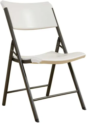 LIFETIME 480074 Silla plegable contemporánea, almendra con marco de acero bronce, paquete de 4