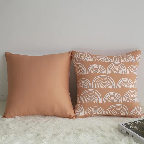 Miniatura 5 de Juego de 2 fundas de almohada bohemias con diseño de arco iris, diseño de círculos de arco iris, cuadradas, modernas, modernas, para decoración