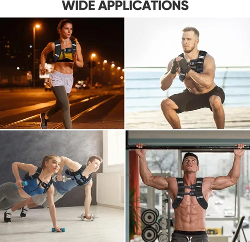 Miniatura 8 de APEXUP - Chaleco con peso de 5, 10, 15, 20, 25 y 30 libras para hombre y mujer, con rayas reflectantes, equipo para entrenamiento de fuerza y correr