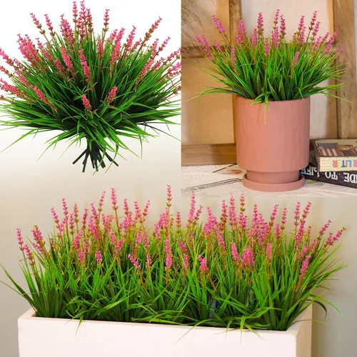 Miniatura 14 de alyptus Flores artificiales para exteriores, 12 paquetes de plantas de plástico, flores blancas sintéticas, hierba falsa de mono para decoración
