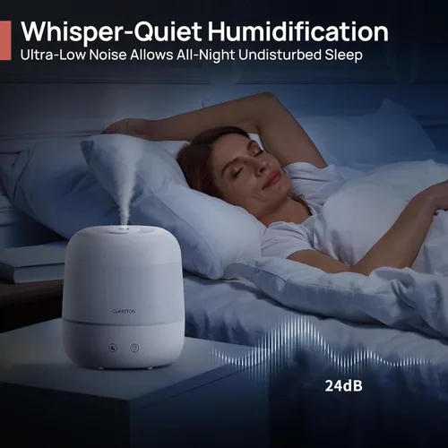 Miniatura 5 de Clarston Humidificador de niebla fría de 2 L para dormitorio con boquilla ajustable de 360°, niveles de niebla altos y bajos, ultra silencioso