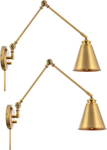 Miniatura 9 de Kira Home Ellis - Lámpara de pared industrial vintage de 18 pulgadas con brazo oscilante, para enchufe/montaje en pared + cubiertas de cable