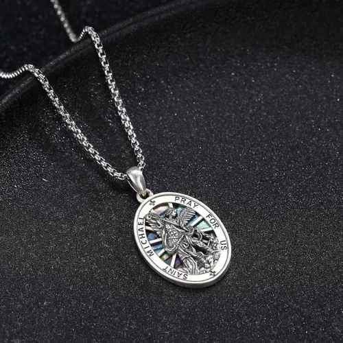 Miniatura 283 de Collar de plata de ley 925 con medalla de San Patrón, colgante de protección católica, amuleto, joyería religiosa para hombres y mujeres
