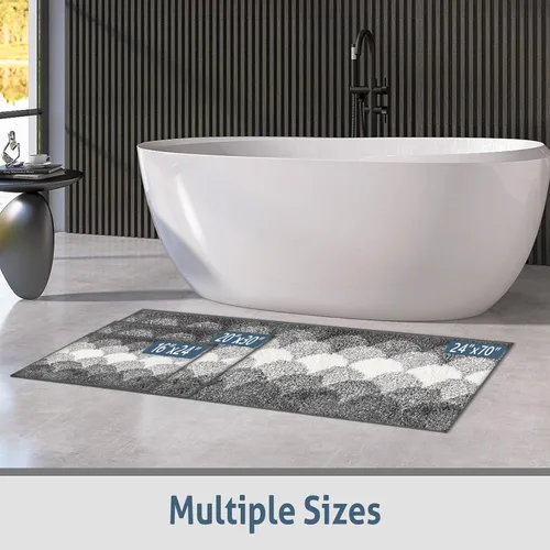 Miniatura 4 de Tapetes para baño, gruesos y absorbentes, antideslizantes, suaves y peludos, lavables a máquina (16 x 24 pulgadas, gris)