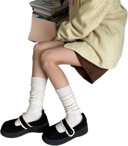 Miniatura 3 de TRENIS Socks AutumnWinter Thickened Coffee Colored Stacked Socks Knee Length Socks Double Needle Socks