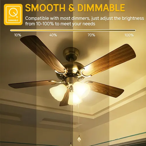 Miniatura 2 de Bombilla LED E12 regulable, 6 W, equivale a 60 W, bombilla candelabra A15, bombilla LED para ventilador de techo, candelabros, apliques de pared
