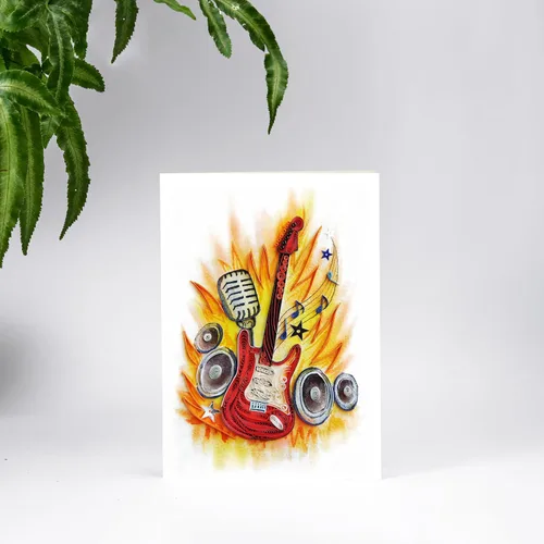 Miniatura 4 de Tarjeta de feliz aniversario con forma de guitarra y nota musical, tarjetas de felicitación de quilling, regalo único para guitarristas