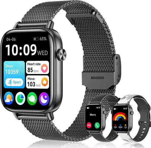 Reloj inteligente para hombres y mujeres (respuesta/hacer llamadas) 1.83 pulgadas HD 3 bandas reloj inteligente compatible con teléfonos Android