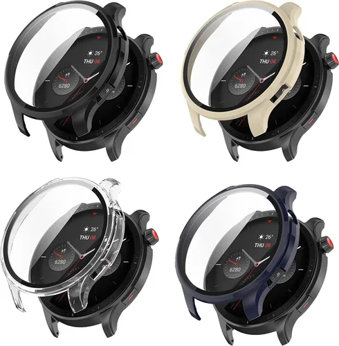 Miniatura 16 de Fundas protectoras de pantalla compatibles con Amazfit GTR 4 Pro/GTR 4 a prueba de golpes, protector delgado, protector delgado con diseño de Negro