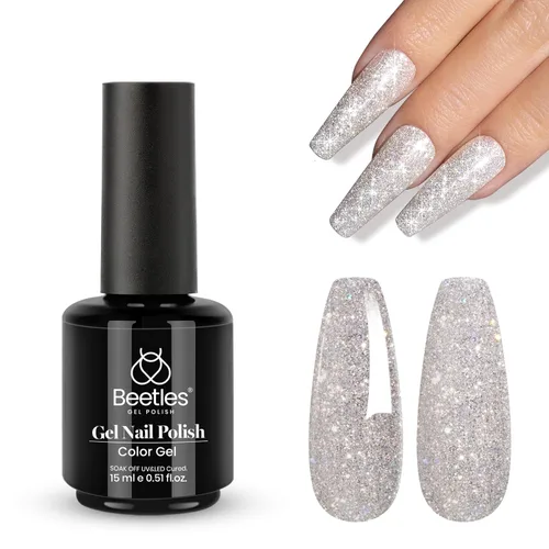 Miniatura 140 de Beetles - Esmalte de uñas de gel verde luminoso que brilla en la oscuridad, esmalte de uñas de gel que se absorbe con lámpara LED UV, arte de uñas