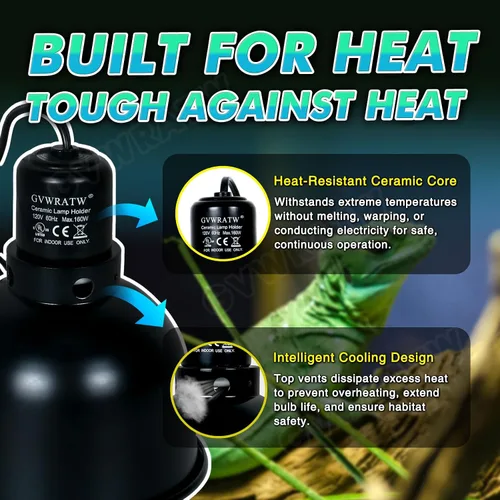 Miniatura 5 de Lámpara de reptil de cúpula poco profunda de 5.5 pulgadas, adecuada para bombillas UVB y bombillas de calor que disfrutan, máximo 160 W.