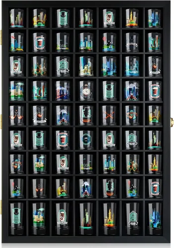 Miniatura 8 de TJ.MOREE Vitrina de cristal con 36 ranuras para montaje en pared con puerta con cerradura, color negro