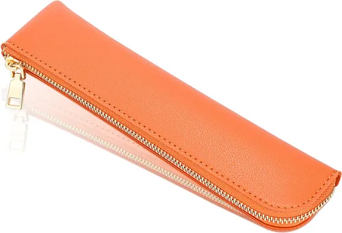 Miniatura 8 de Estuche de lápiz de cuero Sluxa, estuche delgado y suave para bolígrafos, estuche pequeño para lápices para adultos, estuche de lápiz de cuero